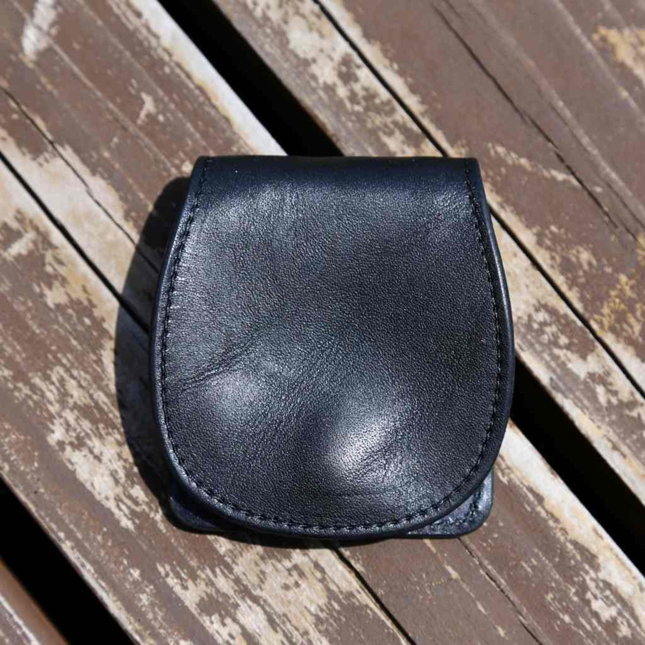ブラック レザーコインケース|本革小銭入れ・ナチュラルカラー・手のひらサイズの革財布画像4