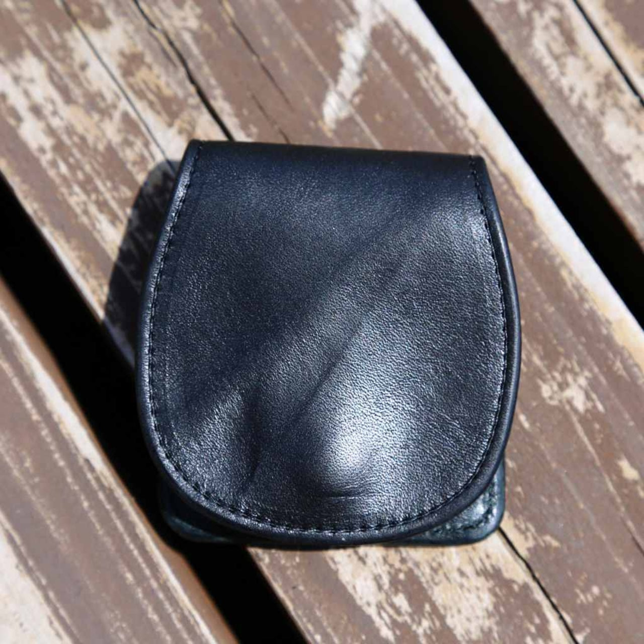 ブラック レザーコインケース|本革小銭入れ・ナチュラルカラー・手のひらサイズの革財布画像2