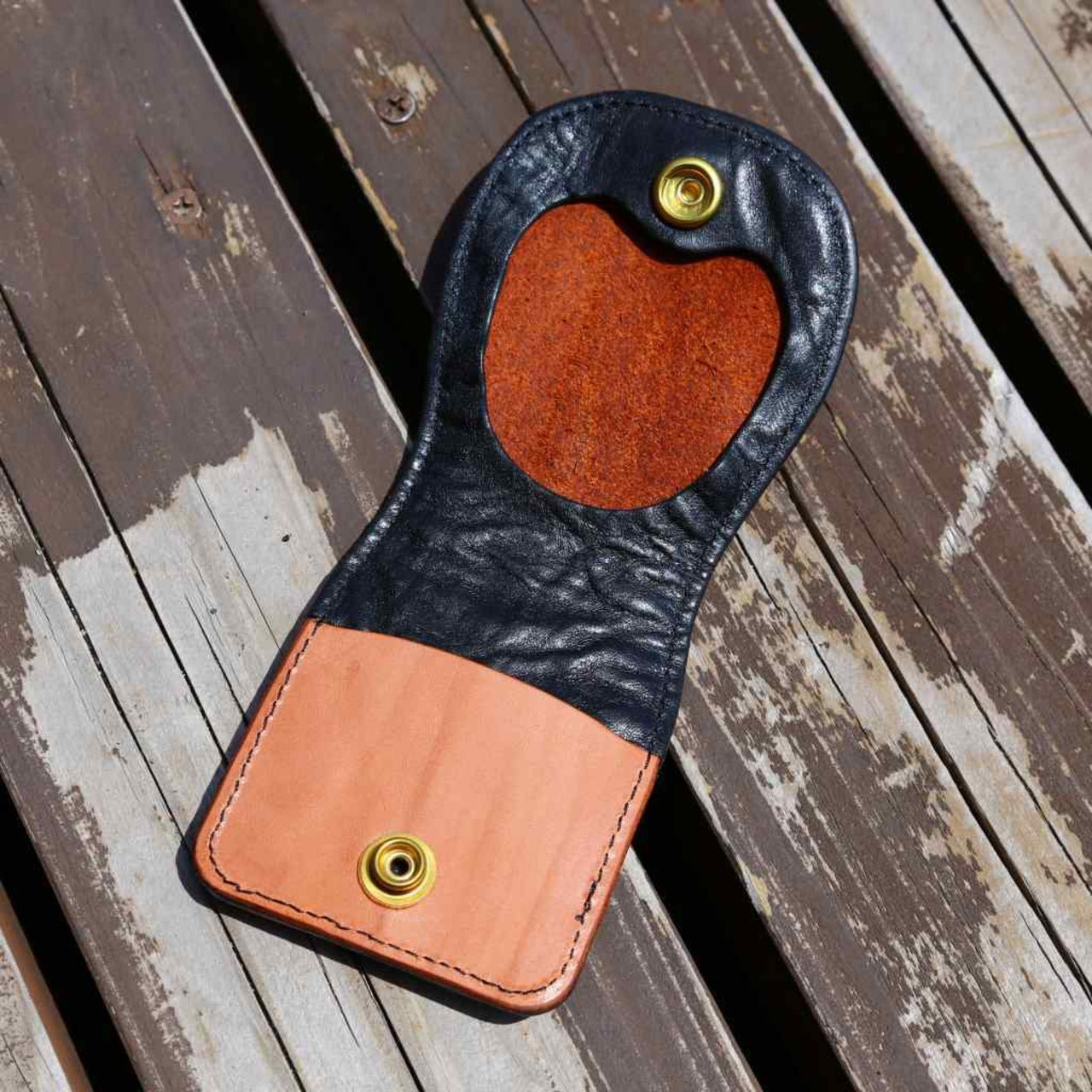 ブラック レザーコインケース|本革小銭入れ・ナチュラルカラー・手のひらサイズの革財布画像